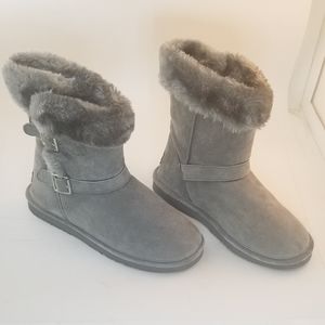 Lam Grey Suede Fleece Lined Boots